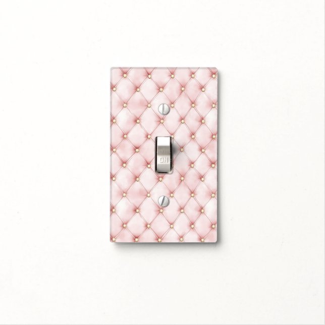 Pink Blush Gold Tufts Bridal Shower Light Switch Cover (In Situ)