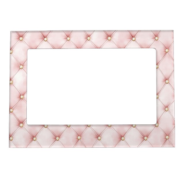 Pink Blush Gold Tufts Bridal Shower Magnetic Frame (Front)