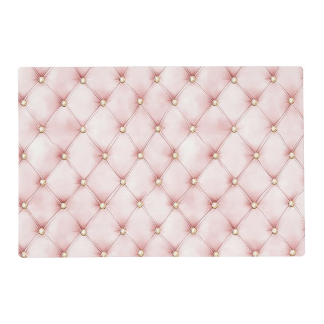Pink Blush Gold Tufts Bridal Shower Placemat (Front)