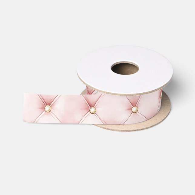 Pink Blush Gold Tufts Bridal Shower Satin Ribbon (Spool)