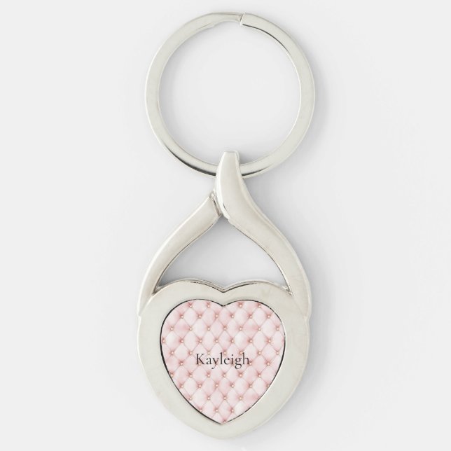 Pink Blush Gold Tufts Keychain (Front)