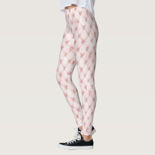 Pink Blush Gold Tufts Leggings