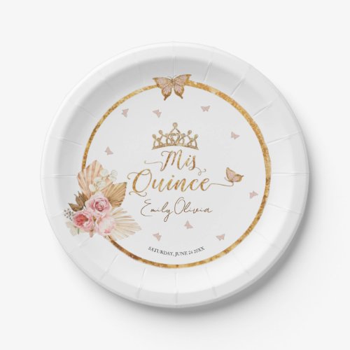 Pink Blush Gown Quinceanera Paper Plates