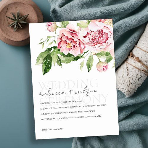 PINK BLUSH GREEN PEONY FLORAL WATERCOLOR WEDDING