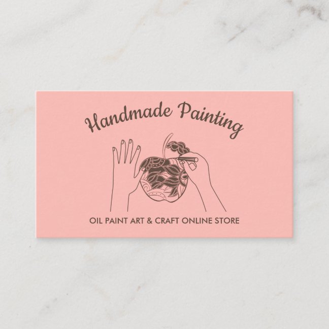 Pink Blush Handmade Hobby Painter Sketch Business Card