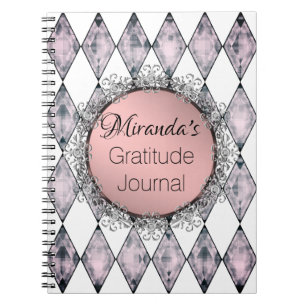 Pink Blush Harlequin Personalized Gratitude Notebook