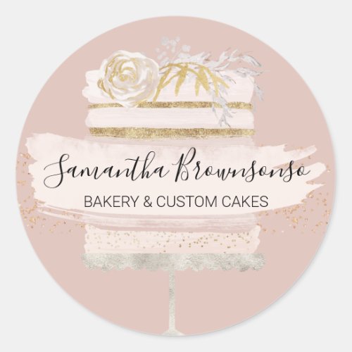 Pink Blush home bakery wedding cake maker Classic Round Sticker