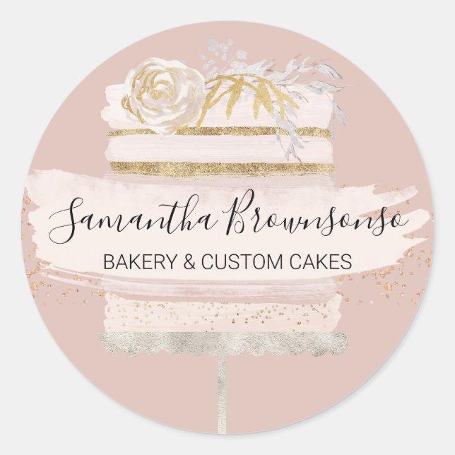 Pink Blush home bakery wedding cake maker Classic Round Sticker (Front)