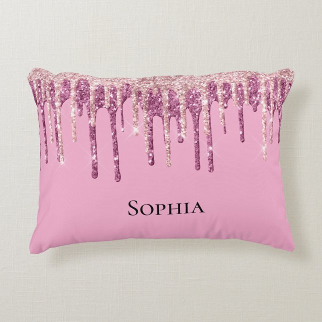 Pink Blush Ice Cream Glitter Drips  Accent Pillow (Front)