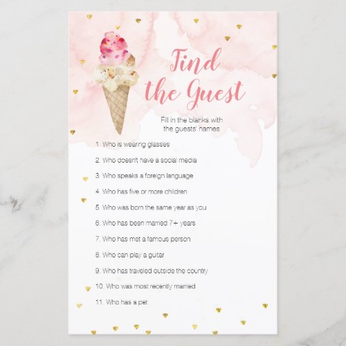 Pink Blush ice cream Glitter Find the Guest game