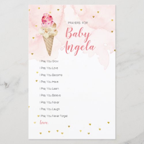 Pink Blush ice cream Glitter Prayers for Baby 