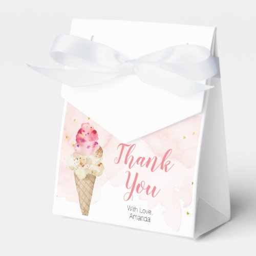 Pink Blush Ice cream Thank you Favor Boxes