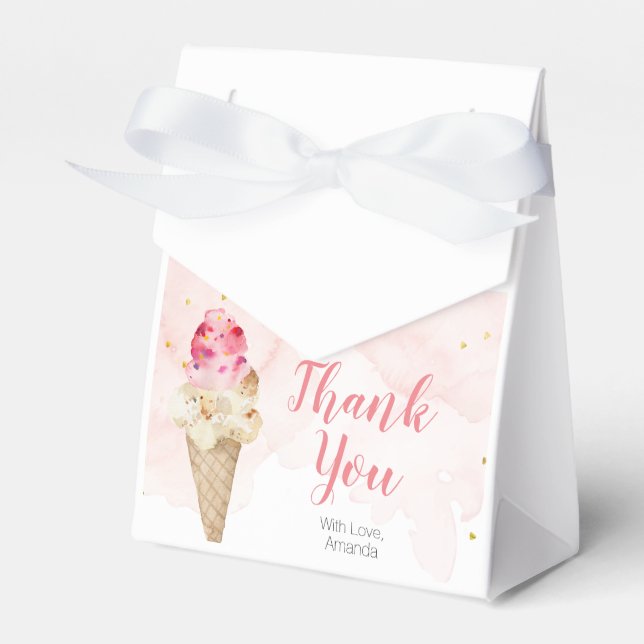 Pink Blush Ice cream Thank you Favor Boxes (Front Side)