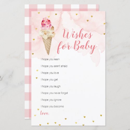 Pink Blush Ice Cream Wishes for Baby Card