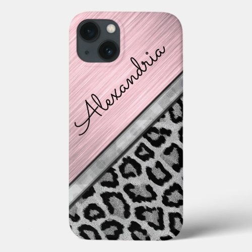 Pink Blush Illuminating Leopard Print iPhone 13 Case