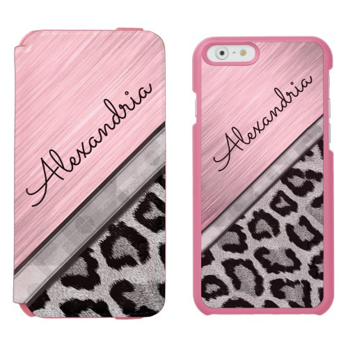Pink Blush Illuminating Leopard Print iPhone 66s Wallet Case