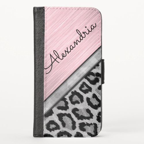 Pink Blush Illuminating Leopard Print iPhone X Wallet Case