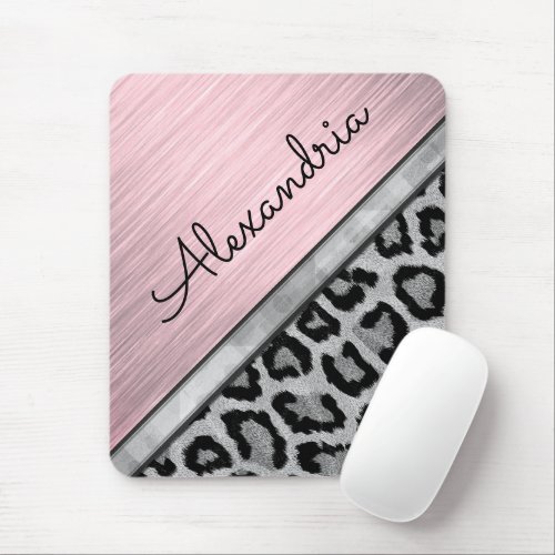 Pink Blush Illuminating Leopard Print Mouse Pad