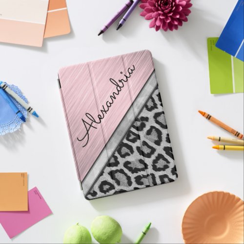 Pink Blush Illuminating Leopard Print Personalized iPad Air Cover