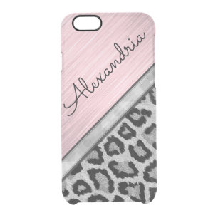 Pink Blush Illuminating Leopard Print Personalized Clear iPhone 6/6S Case