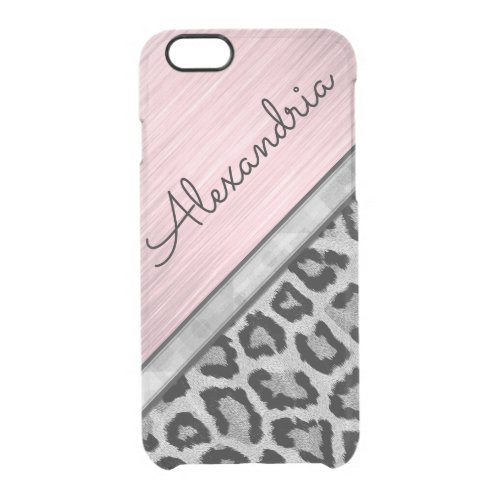 Pink Blush Illuminating Leopard Print Personalized Clear iPhone 66S Case