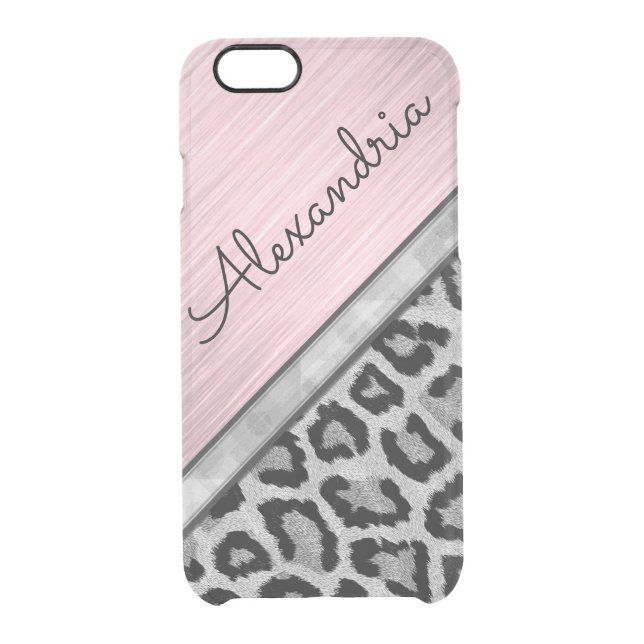 Pink Blush Illuminating Leopard Print Personalized Uncommon iPhone Case (Back)