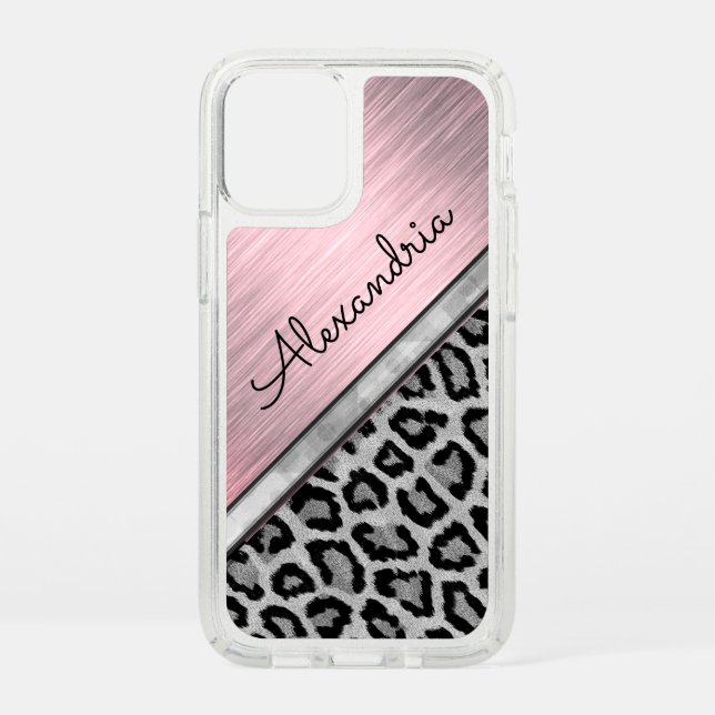 Pink Blush Illuminating Leopard Print Speck iPhone 12 Mini Case (Front)