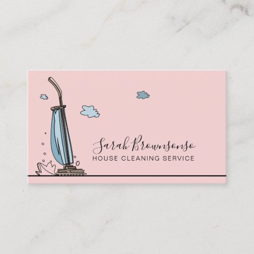 Pink Blush Janitorial Maid House Cleaning Services Business Card