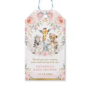 Pink Blush Jungle Safari Girl Baby Shower Favors Gift Tags