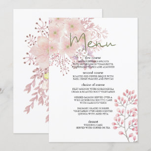 Pink Blush Magnolia Floral Wedding Menu