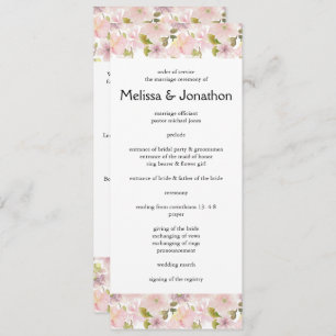 Pink Blush Magnolia Floral Wedding Program