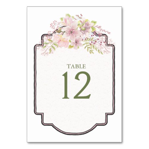 Pink Blush Magnolia Floral Wedding Table Number