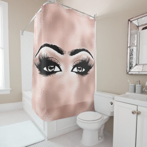 Pink Blush Makeup Artist Lashes Beauty Eyes Lashes Shower Curtain