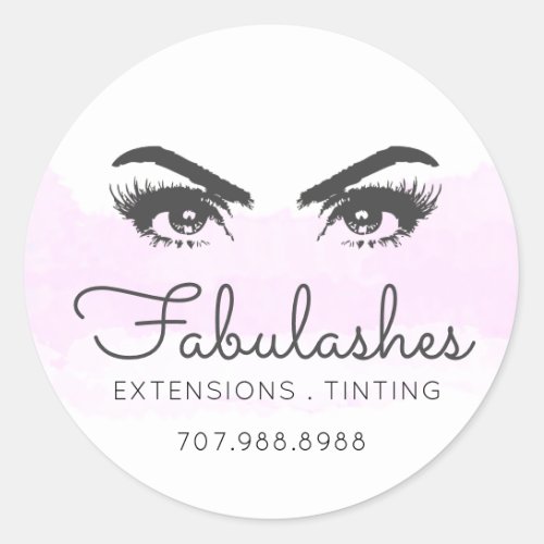 Pink Blush Makeup Artists Eye Lash Services Promo Classic Round Sticker