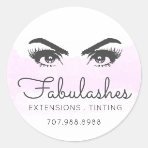 Pink Blush Makeup Artists Eye Lash Services Promo Classic Round Sticker