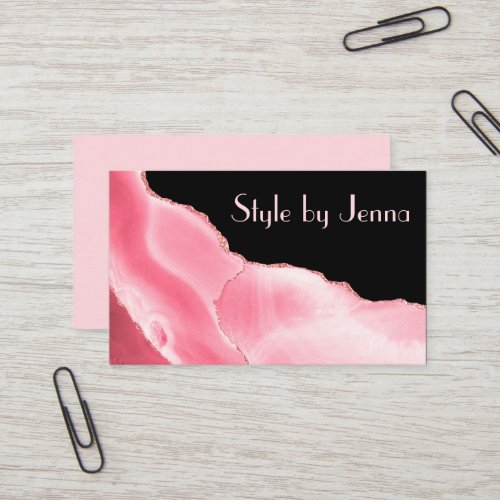 Pink Blush Marble Glitter Beauty Style Business Card