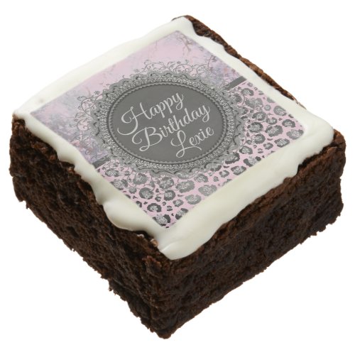 Pink Blush Marble Glittery Leopard Birthday    Brownie