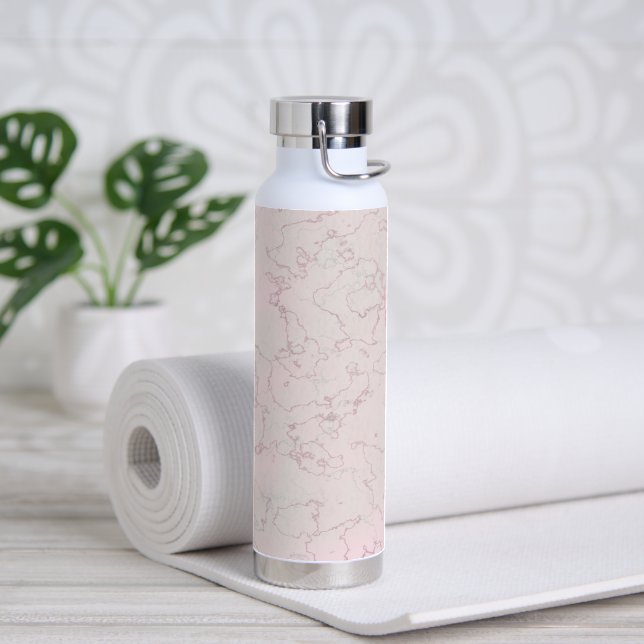Pink Blush Marble Texture Stylish Water Bottle (Yoga)
