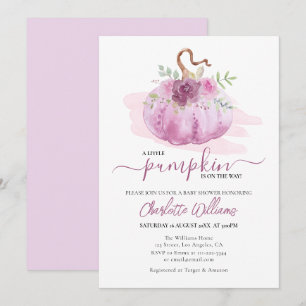 Pink Blush Mauve Dusty Rose Pumpkin Baby Shower Invitation
