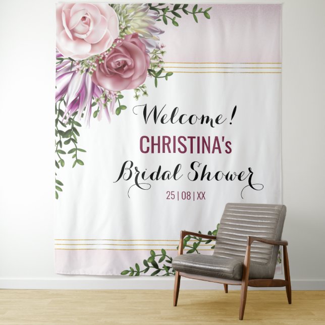 Pink Blush Mauve Floral Backdrop (In Situ)