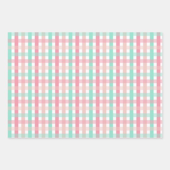Pink blush mint winter xmas birthday holiday  wrapping paper sheets (Front)