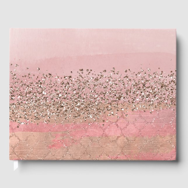 Pink Blush Moroccan Indian Princess Glam Wedding Guest Book (Front)