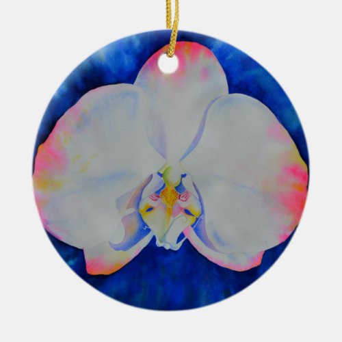 Pink blush Orchid Ceramic Ornament