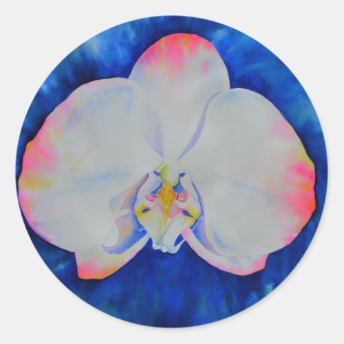 Pink Blush Orchid Classic Round Sticker