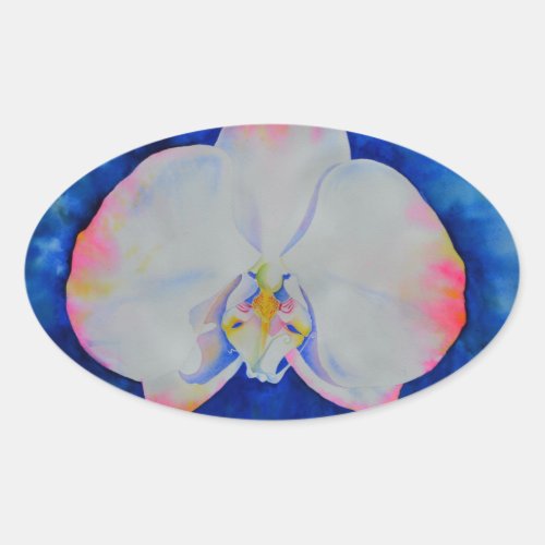 Pink Blush Orchid Oval Sticker