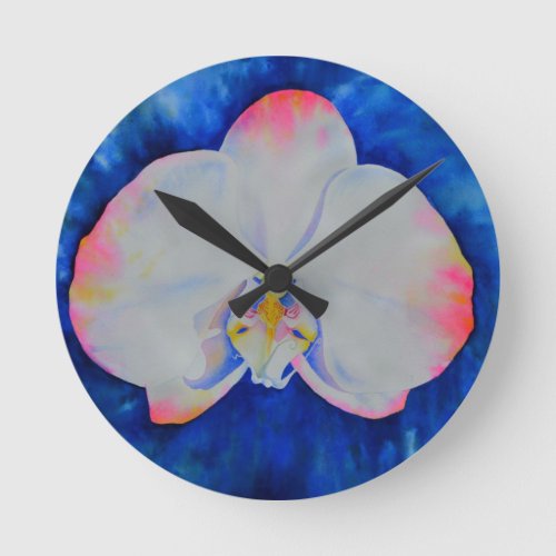 Pink Blush Orchid Round Clock