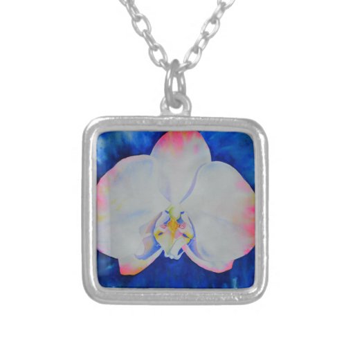 Pink Blush Orchid Silver Plated Necklace