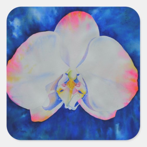 Pink Blush Orchid Square Sticker