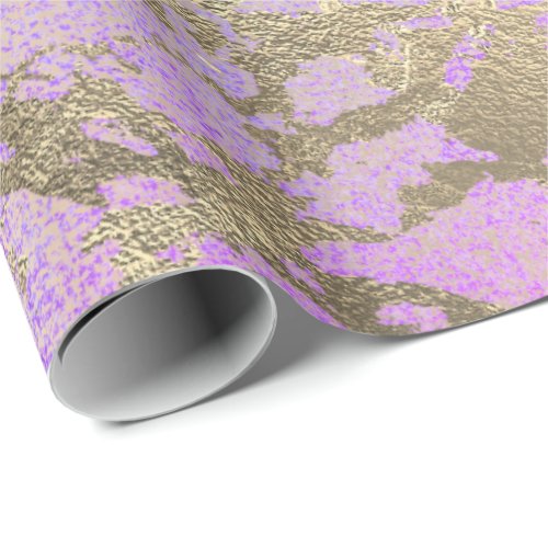 Pink Blush Painting Bright Pink Gold Marble Shiny Wrapping Paper