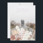 Pink Blush Pampas Grass Floral Tropical Jungle Save The Date<br><div class="desc">Pampas Grass Floral Tropical Jungle Save the Date,  Beautiful Modern text and Pampas over this full bleed photo card</div>